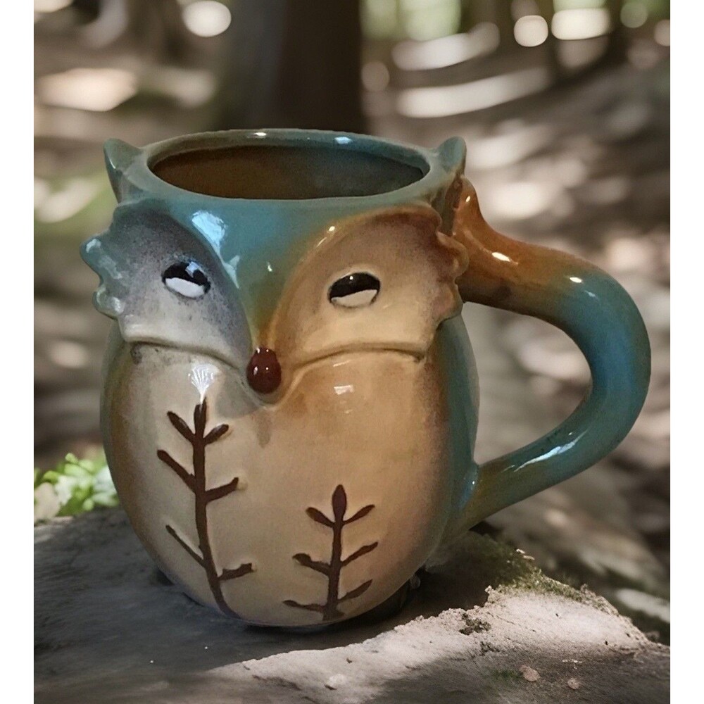 Gibson Fox-Shaped 3D 16oz Teal Fox Stoneware Coffee Mug